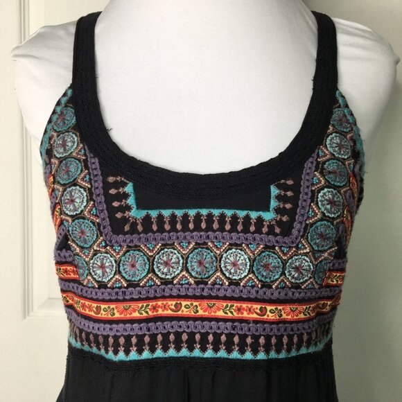 New Free People Womens Boho Chic Embroidered Dress Size 2 Black NWOT - Picture 2 of 14